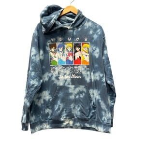 Sailor Moon Hoodie Blue Tie Dye Adult XXL Pullover Anime Fandom Unisex